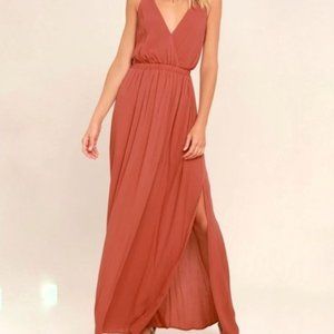 Lulu’s Lost in Paradise Rusty Rose Maxi Dress Small